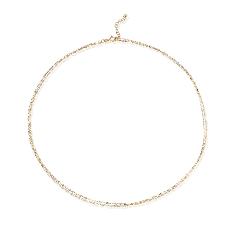 Main Image 2 of 9ct Gold Double Layer Figaro & Flat Belcher Chain 17+1"