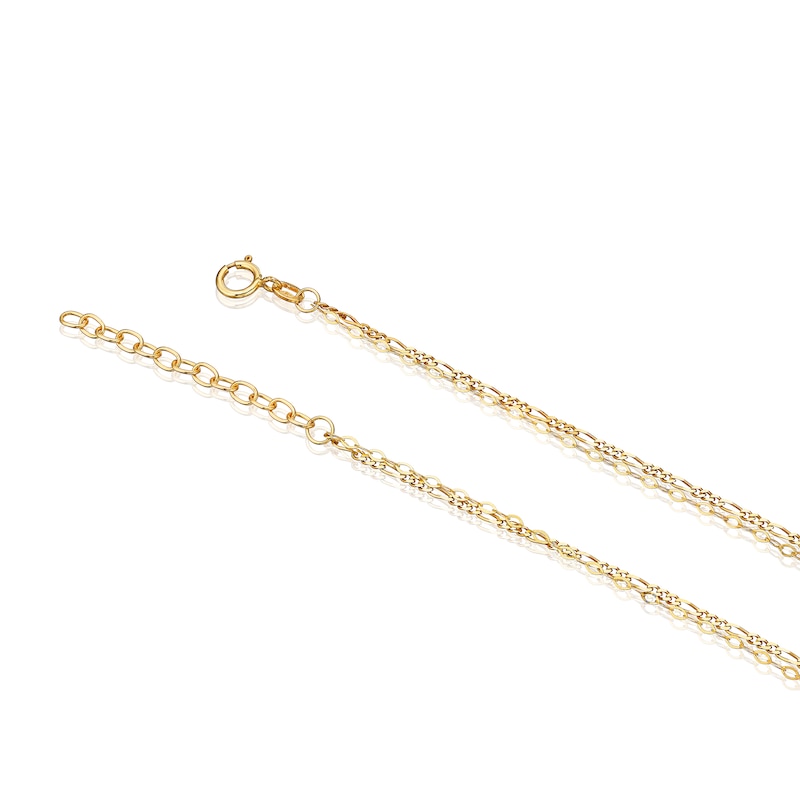 Main Image 3 of 9ct Gold Double Layer Figaro & Flat Belcher Chain 17+1"