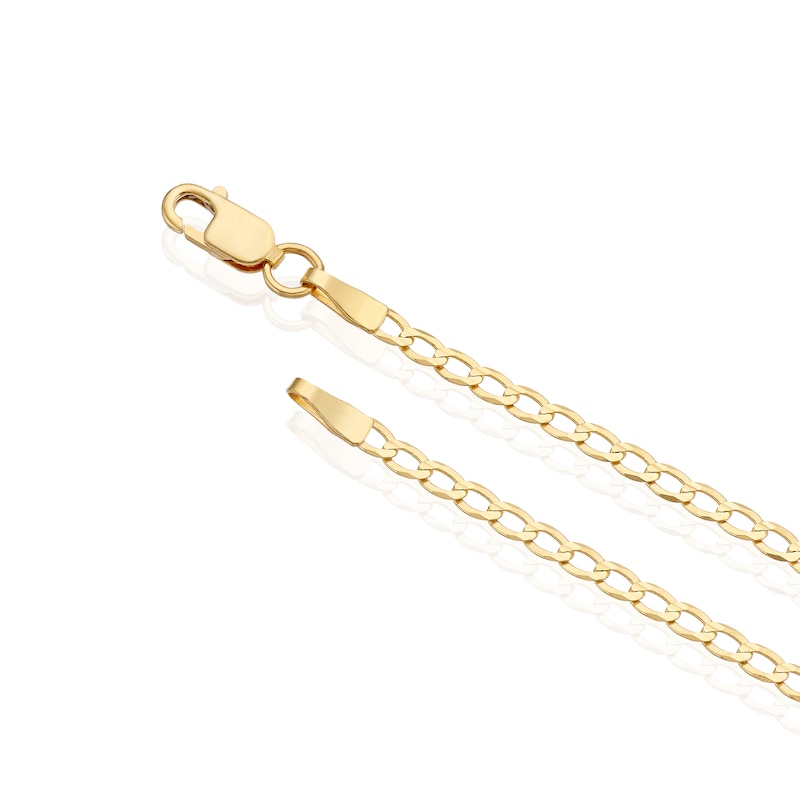 Main Image 3 of 9ct Yellow Gold Heart Charm Curb Chain Bracelet