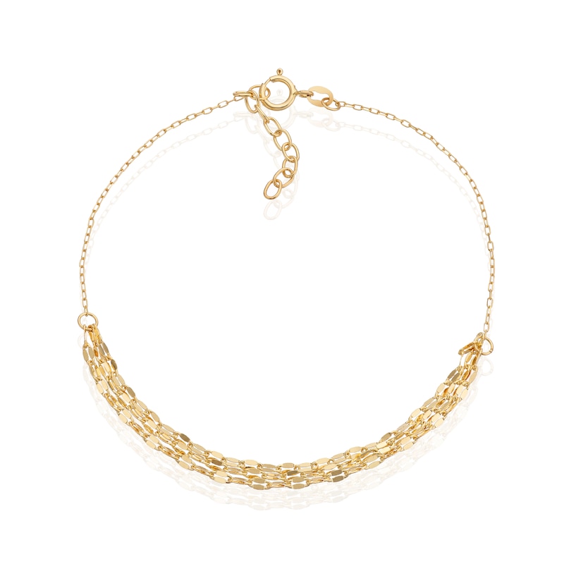 Main Image 1 of 9ct Yellow Gold Three Row Sparkle Bracelet