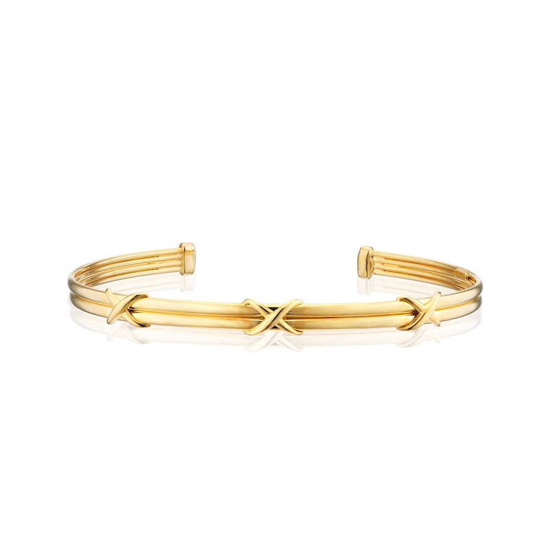 Main Image 1 of 9ct Yellow Gold Kiss Open Bangle