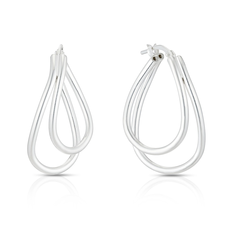 Main Image 1 of Sterling Silver Double Hoop Earrings