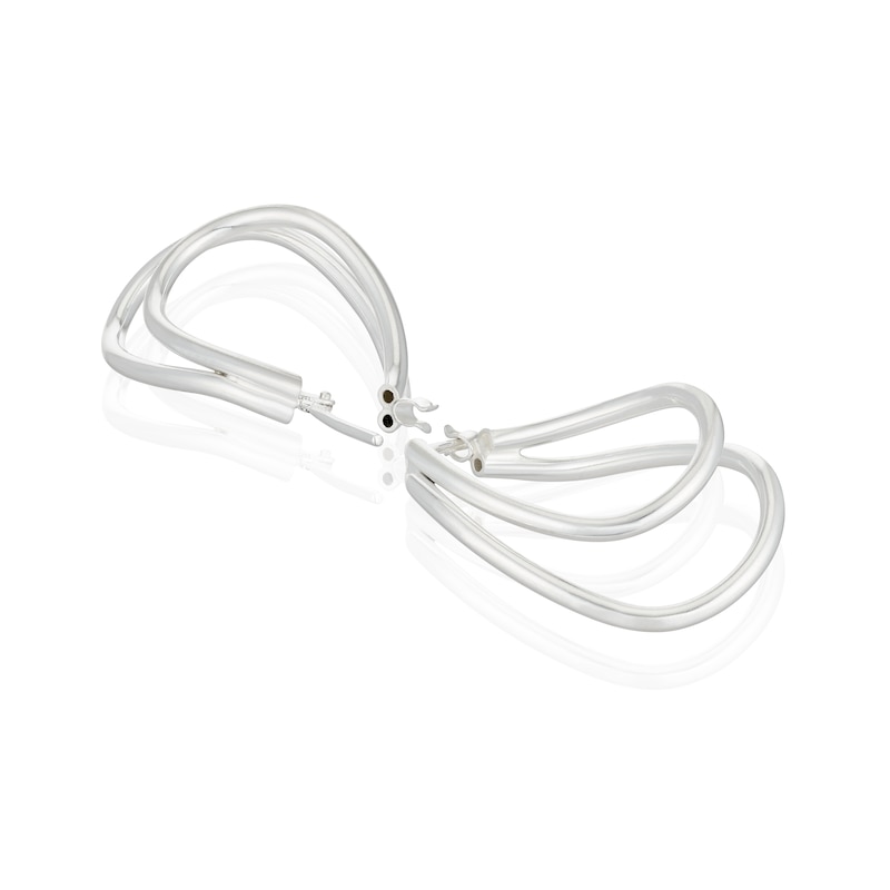 Main Image 2 of Sterling Silver Double Hoop Earrings