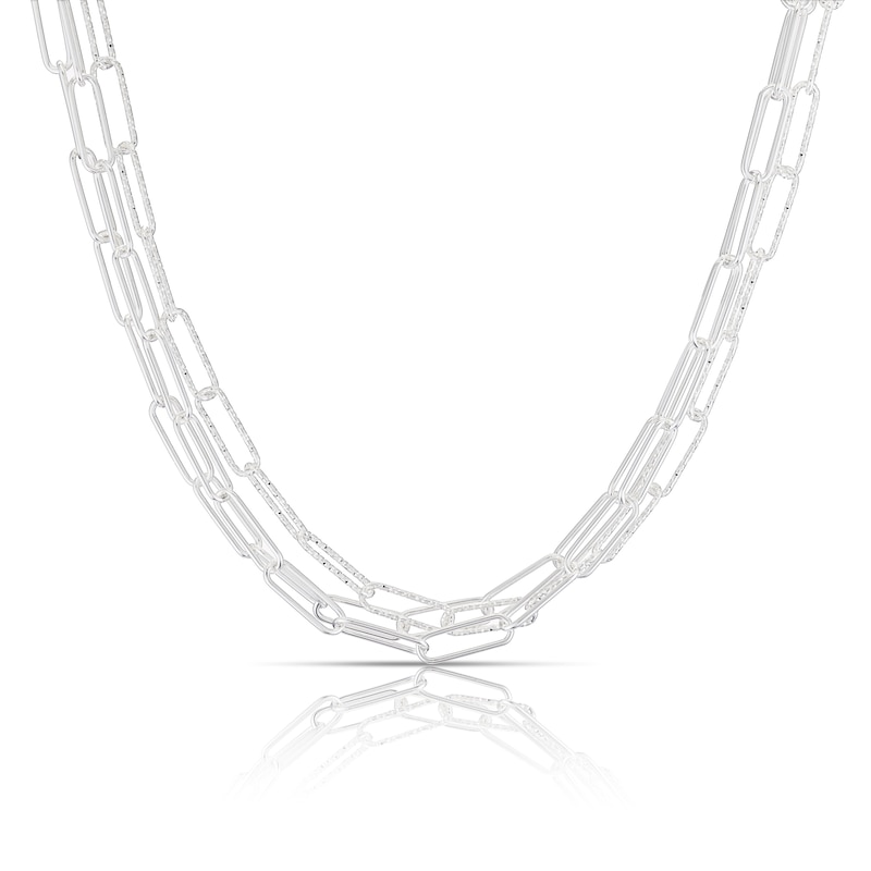 Main Image 1 of Sterling Silver Three Strand Paperclip Chain 16+2"