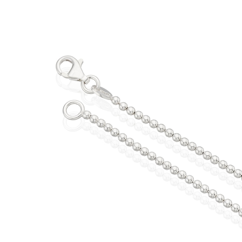 Main Image 3 of Sterling Silver Beaded Heart Charm Bracelet 7.5"