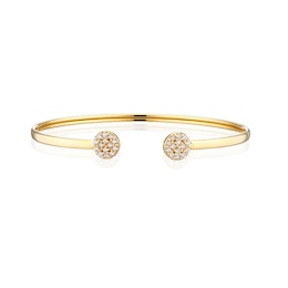 9ct Yellow Gold Cubic Zirconia Open Bangle
