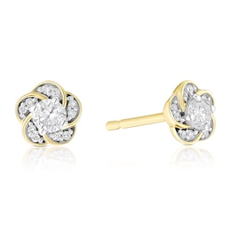 9ct Yellow Gold Flower 0.20ct Diamond Stud Earrings