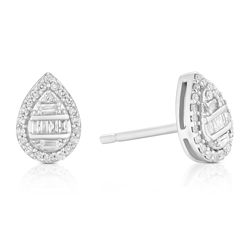 Main Image 1 of 9ct White Gold Pear Cluster 0.20ct Diamond Stud Earrings