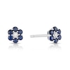 Thumbnail Image 1 of Sterling Silver Diamond & Round Sapphire Stud Earrings