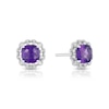 Thumbnail Image 1 of Sterling Silver Diamond & Cushion Amethyst Stud Earrings