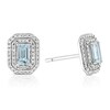 Thumbnail Image 1 of Sterling Silver 0.20ct Diamond & Aquamarine Double Halo Baguette Stud Earrings
