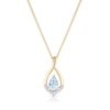 Thumbnail Image 1 of 9ct Yellow Gold Diamond & Pear Aquamarine Pendant