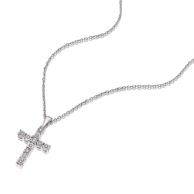 Main Image 2 of Sterling Silver Diamond Cross Pendant