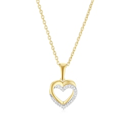 Sterling Silver & 18ct Gold Vermeil Double Heart Diamond Necklace