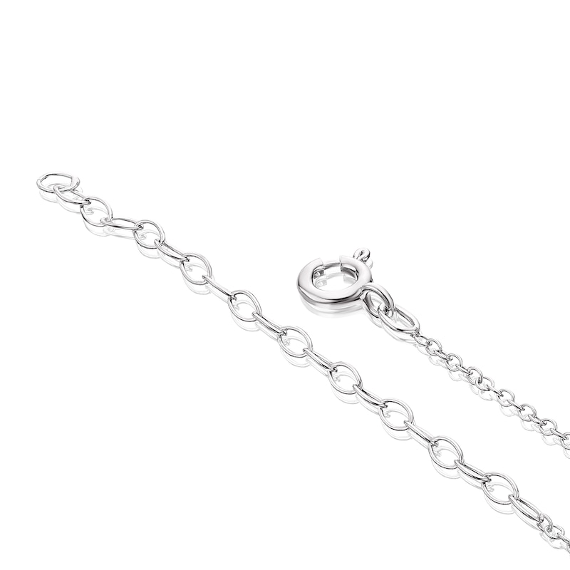 Main Image 3 of Sterling Silver Diamond & Round Sapphire Pendant