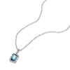 Thumbnail Image 2 of Sterling Silver Baguette London Blue Topaz & 0.10ct Diamond Halo Pendant Necklace