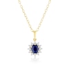 Thumbnail Image 1 of 9ct Yellow Gold Diamond & Oval Sapphire Pendant Necklace