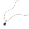 Thumbnail Image 2 of 9ct Yellow Gold Diamond & Oval Sapphire Pendant Necklace