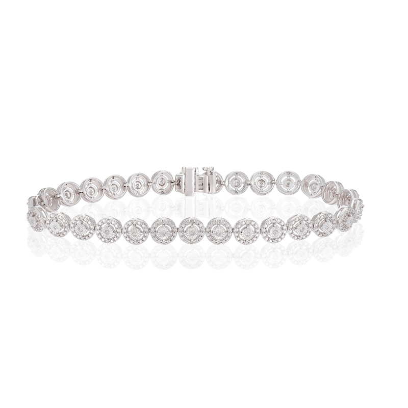 Main Image 1 of Sterling Silver Round Illusion 0.33ct Diamond Tennis Bracelet