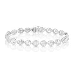 Sterling Silver Pear Illusion 0.25ct Diamond Bracelet