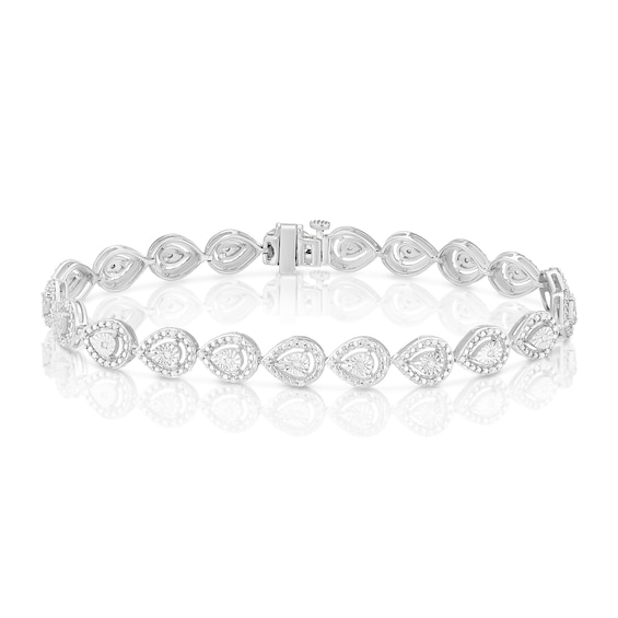 Sterling Silver Pear Illusion 0.25ct Diamond Bracelet