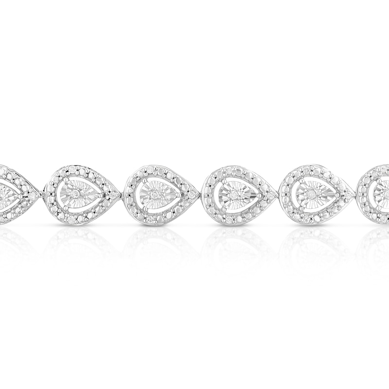 Main Image 2 of Sterling Silver Pear Illusion 0.25ct Diamond Bracelet
