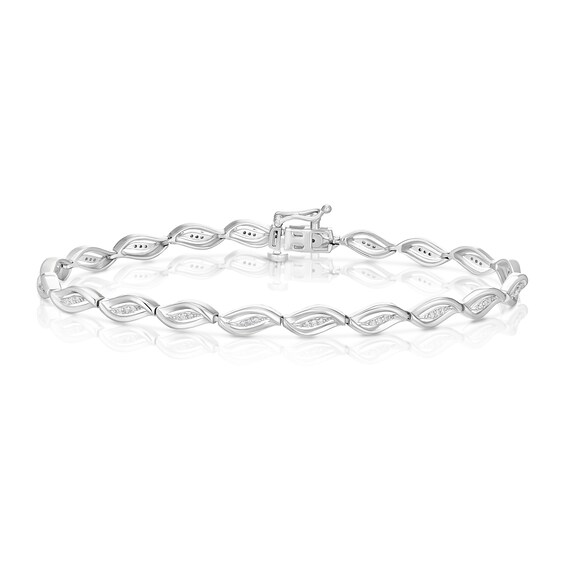 Sterling Silver Twist Style 0.20ct Diamond Bracelet