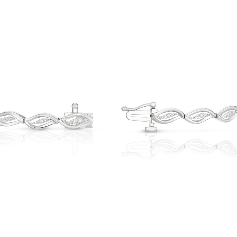 Main Image 3 of Sterling Silver Twist Style 0.20ct Diamond Bracelet