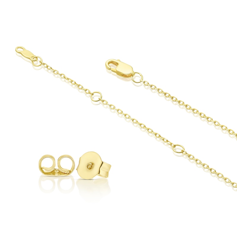 Main Image 3 of Sterling Silver & 18ct Gold Vermeil Diamond Bezel Stud & Pendant Set