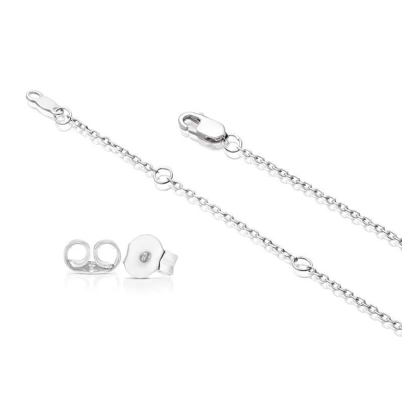 Main Image 3 of Sterling Silver Pear Diamond Illusion Earrings & Pendant Necklace Set