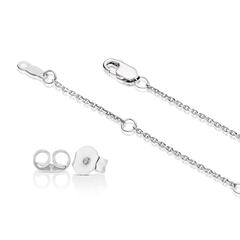 Main Image 3 of Sterling Silver Heart Diamond Illusion Earrings & Pendant Necklace Set