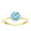 Thumbnail Image 1 of 9ct Yellow Gold 0.10ct Diamond & Round Blue Topaz Ring