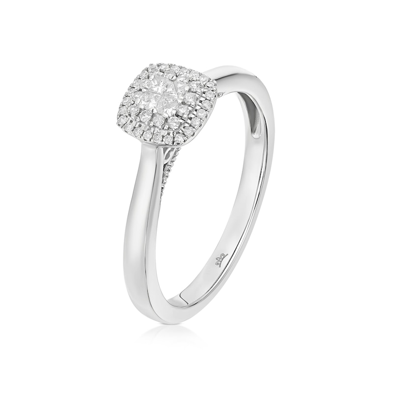 Main Image 2 of 9ct Yellow Gold 0.10ct Diamond & Round Blue Topaz Ring