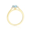 Thumbnail Image 3 of 9ct Yellow Gold 0.10ct Diamond & Round Blue Topaz Ring