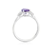 Thumbnail Image 3 of 9ct White Gold Diamond & Pear Amethyst Ring