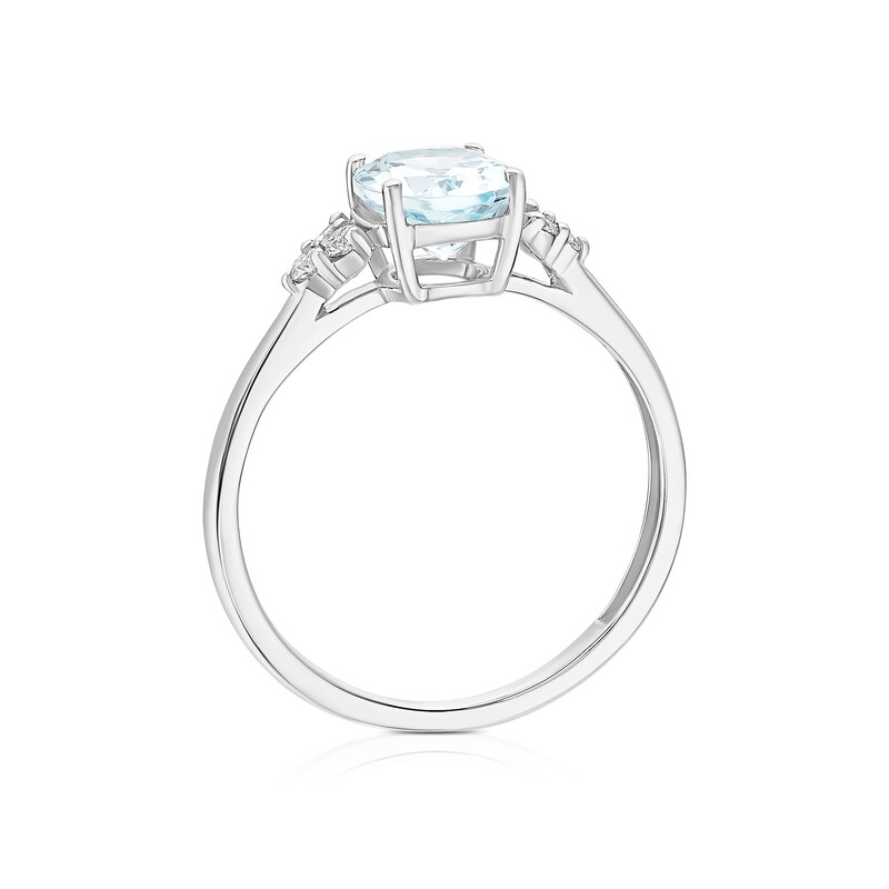 Main Image 3 of 9ct White Gold Oval Cut Aquamarine & Diamond Ring