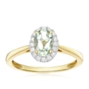 Thumbnail Image 1 of 9ct Yellow Gold 0.12ct Diamond & Oval Green Amethyst Ring