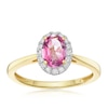 Thumbnail Image 1 of 9ct Yellow Gold 0.12ct Diamond & Oval Pink Topaz Ring