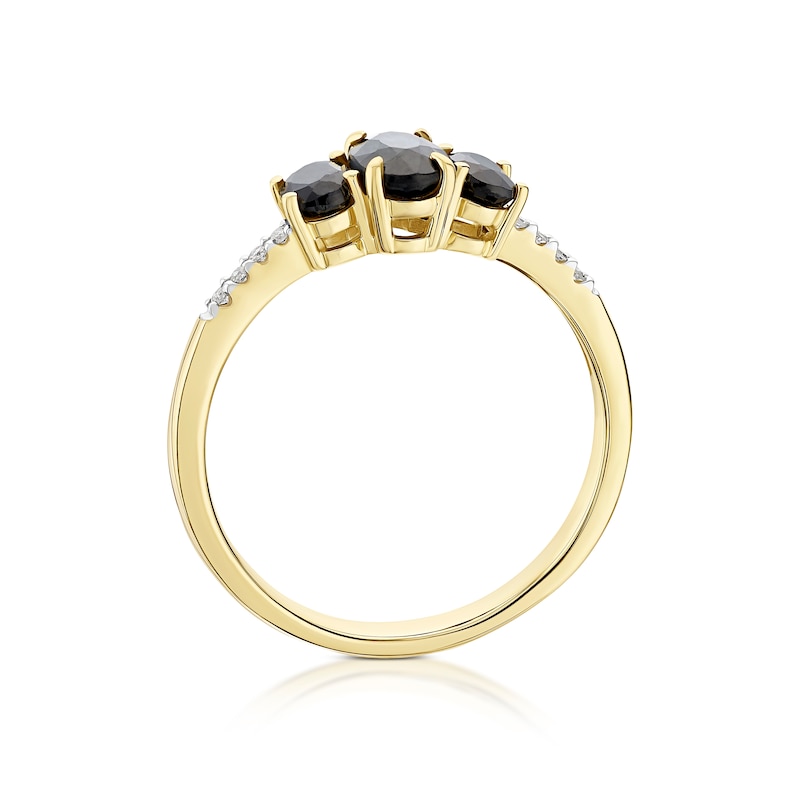 Main Image 3 of 9ct Yellow Gold Diamond & Oval Sapphire Ring