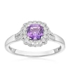 Thumbnail Image 1 of Sterling Silver Cushion Amethyst & 0.10ct Halo Diamond Ring