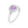 Thumbnail Image 2 of Sterling Silver Cushion Amethyst & 0.10ct Halo Diamond Ring
