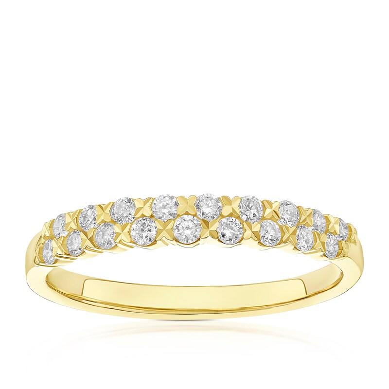 Main Image 1 of Engagement Ring 9ct Yellow Gold Double Row  0.25ct Diamond Ring