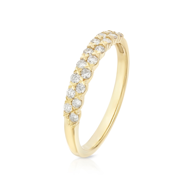 Main Image 2 of Engagement Ring 9ct Yellow Gold Double Row  0.25ct Diamond Ring