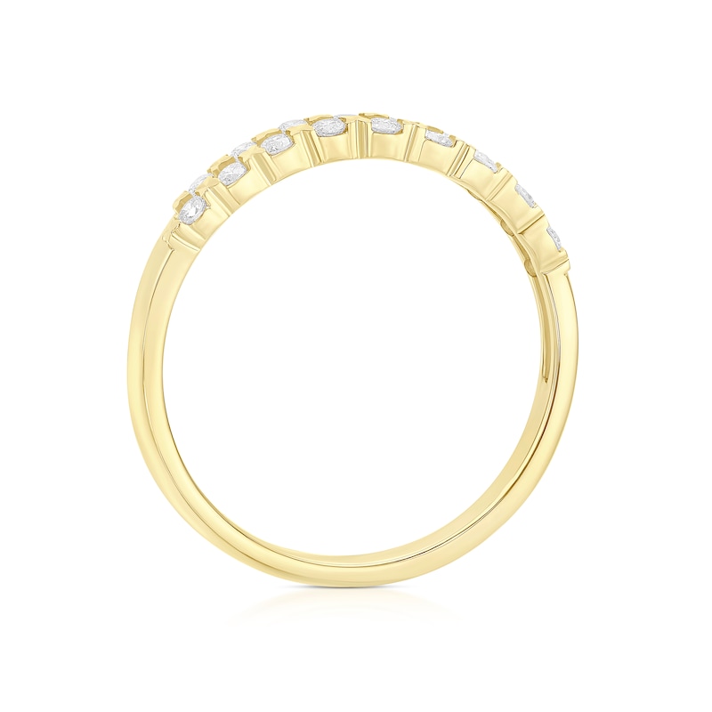Main Image 3 of Engagement Ring 9ct Yellow Gold Double Row  0.25ct Diamond Ring