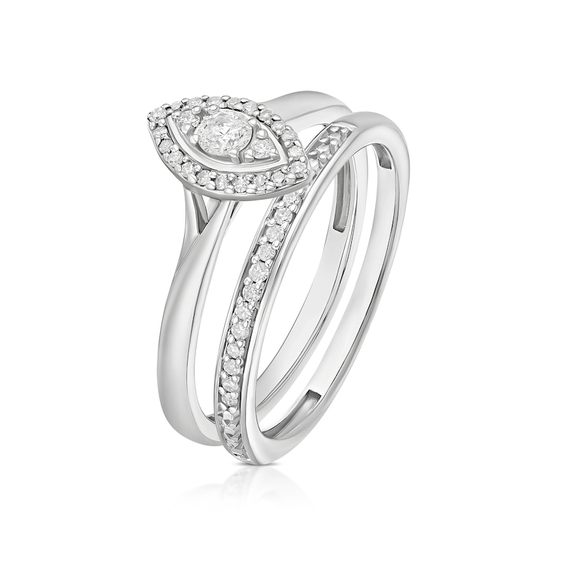 Main Image 2 of Perfect Fit Sterling Silver 0.20ct Marquise Diamond Bridal Set