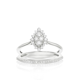 Perfect Fit 9ct White Gold Marquise 0.33ct Diamond Bridal Set