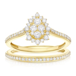 Perfect Fit 9ct Gold Pear Cut 0.50ct Diamond Bridal Set