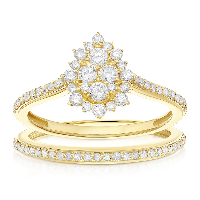 Main Image 1 of Perfect Fit 9ct Gold Pear Cut 0.50ct Diamond Bridal Set
