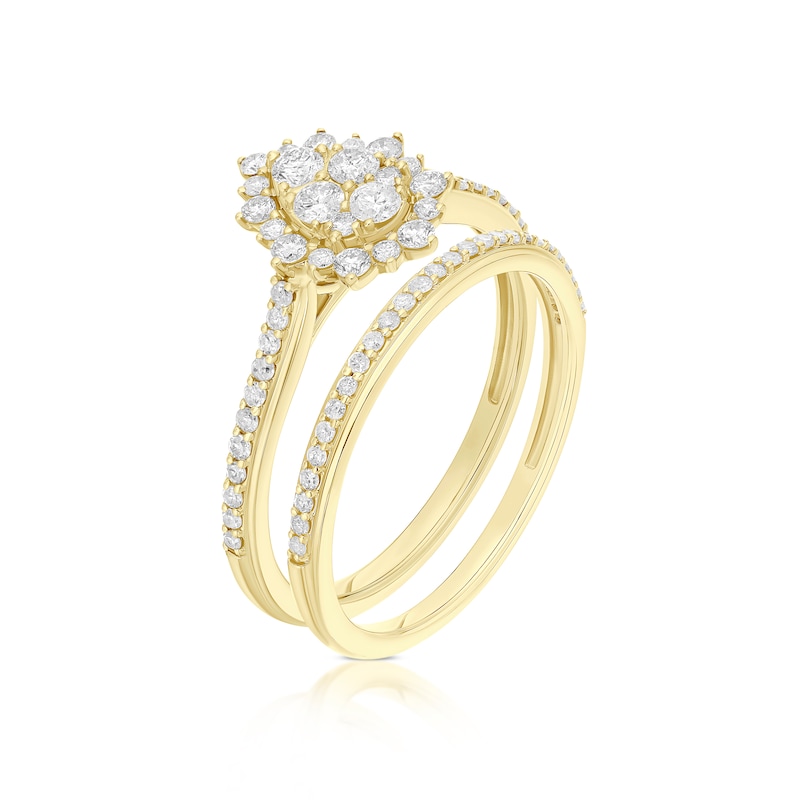 Main Image 2 of Perfect Fit 9ct Gold Pear Cut 0.50ct Diamond Bridal Set