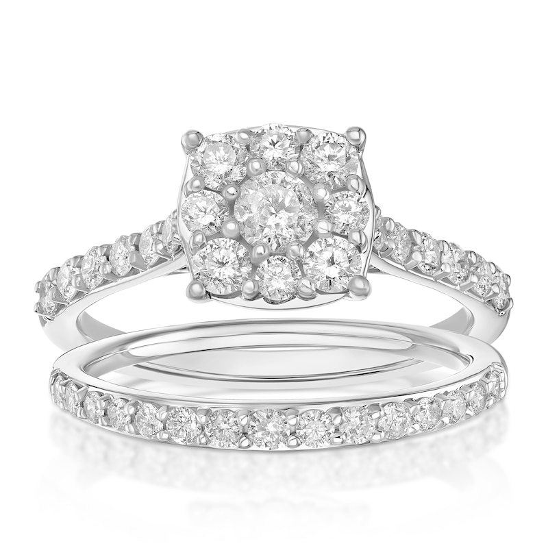 Main Image 1 of Perfect Fit 9ct White Gold 1ct Diamond Bridal Set